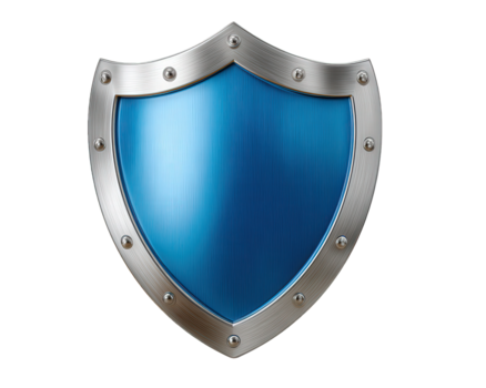 blauw en zilver schild icoon het verstrekken van sterk bescherming en digitaal cyberbeveiliging. symbool van veiligheid en verdediging voor gegevens, vertegenwoordigen beveiligen technologie geïsoleerd Aan achtergrond png