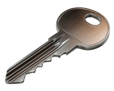 modern zilver huis sleutel vertegenwoordigen veiligheid, toegang en kans. deze geïsoleerd metaal voorwerp symbool voor privacy, oplossing en ontgrendelen nieuw huis of eigendom png