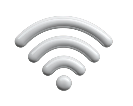 Modern 3d wifi icon symbol for internet and wireless network connection. This technology concept isolated on transparency background for clean design and communication concepts png