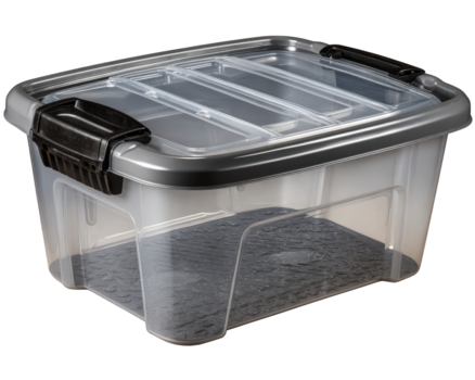 plast lagring behållare låda med säkra lock och spärr. detta transparent och tömma objekt för organisation tillhandahåller tillfredsställande känsla av ordning, isolerat på bakgrund png