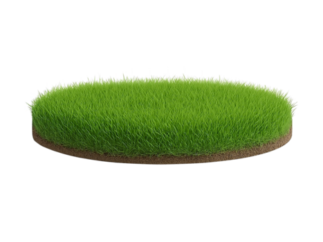 Grass podium circle 3d rendering for minimal modern product display on transparent background png