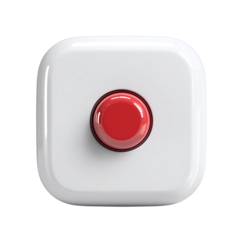 blanc carré bouton avec rouge pause icône isolé sur une transparent Contexte png