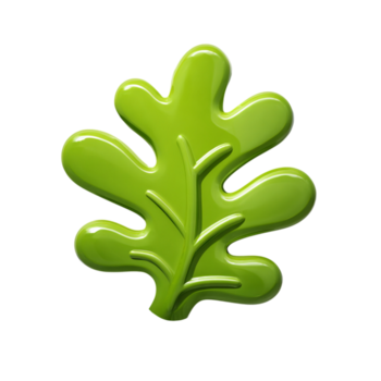 Glossy green oak leaf, abstract design, nature element on transparent background png