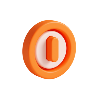 3d hacer de un poder botón en naranja color en transparente antecedentes png