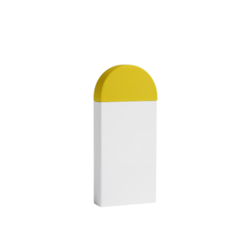 minimalistisch Rendern von ein gelb-spitz Weiß Block gegen ein Stark isoliert transparent Rahmen png