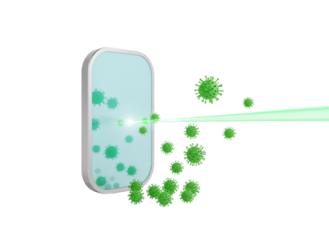 sterilizzazione processi utilizzando leggero contro virus su un isolato trasparente sfondo la creazione di un' png