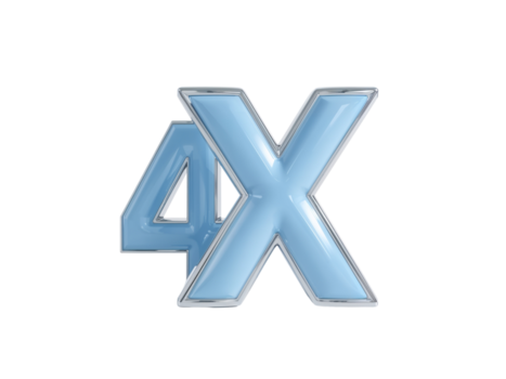 illuminato 4x emblema simboleggiante Avanzate tecnologia o migliorata prestazione isolato png