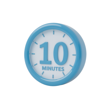 estilizado visualização do uma dez minutos contagem regressiva cronômetro rendido com suave, polido superfícies e png