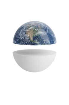 halverad jord klot flytande lugn visning ömtålig kontinenter och atmosfärer med isolerat png