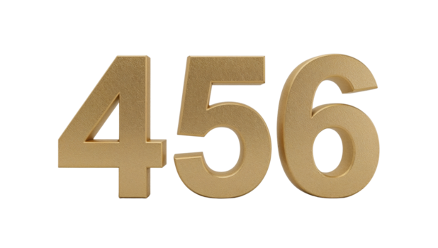 gyllene numerisk sekvens 456 flytande på ett isolerat transparent fält för kreativ projekt png