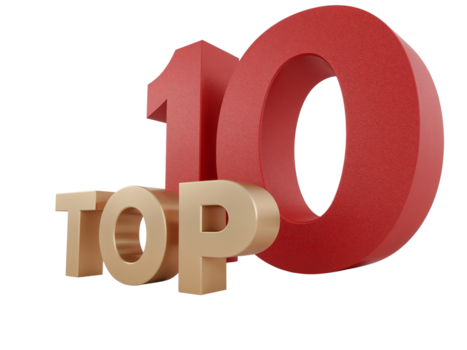 grassetto interpretazione di 'superiore 10' nel tridimensionale testo con un attraente colore schema su un' png