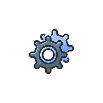 Setting System Icon Colored Outline Style vector