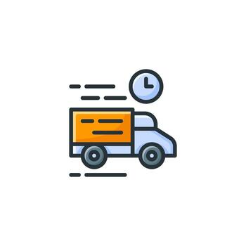 Fast Delivery Truck Icon Colored Outline Style vector