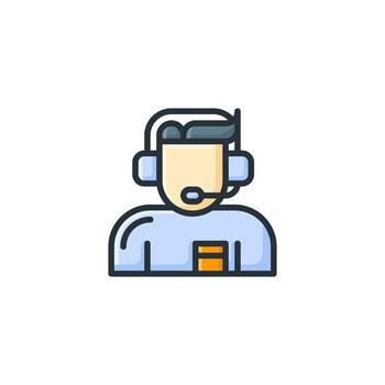 hombre cliente Servicio icono de colores contorno estilo vector