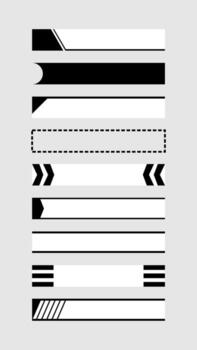 A collection of black and white design elements, bars, and shapes on a grey background vector