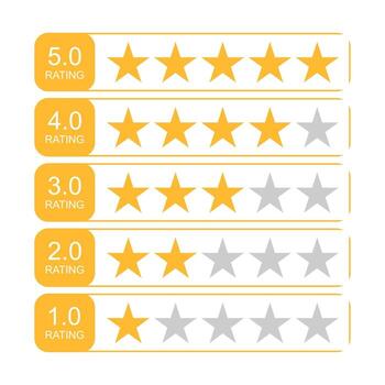 Star rating icons set. 1, 2, 3, 4, and 5 star ranking symbols. Customer review, feedback, and classification element for web or app. vector