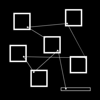 un minimalista resumen diseño en contra un negro antecedentes caracteristicas blanco cuadrícula conectado por líneas y pequeño círculos un rectángulo es a el abajo. eso se parece un red vector