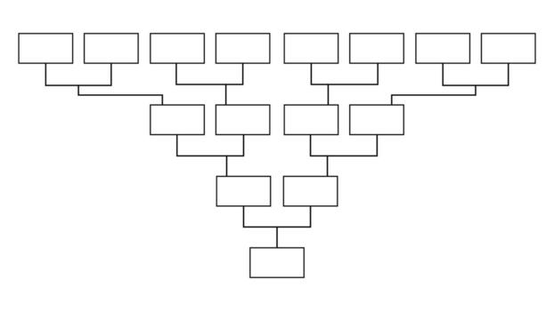 A downward-pointing flowchart graphic featuring interconnected rectangular boxes connected by lines. The structure suggests a hierarchy or a series of steps vector