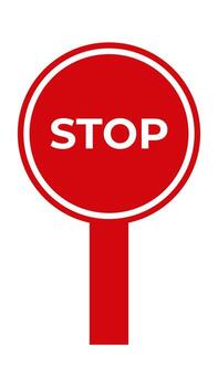 A red stop sign with white text and a handle on a white background vector