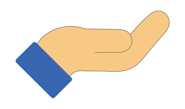 Simple Hand Icon Presenting or Offering an Object. Flat Design Graphic of a Cupped Palm Gesture for Giving, Receiving, or Holding Concepts. vector