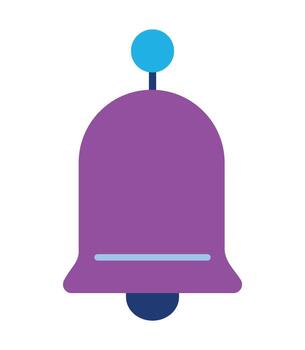 Vibrant Purple Notification Bell Icon, Flat Style UI Element for Modern Digital Alarm and Alert Systems vector