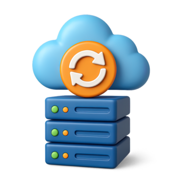 Cloud Data Sync Server 3D Icon Illustration Database Storage Backup Concept Transparent Background png