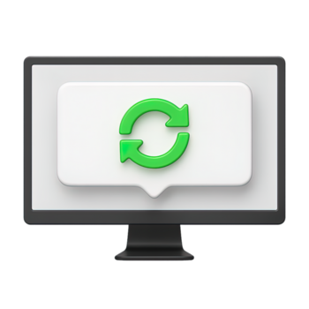 Computer Monitor Refresh Update Sync Icon 3D Illustration Dialog Box Screen Transparent Background png
