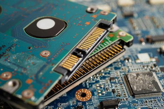 Repairing and upgrade circuit mainboard of notebook, electronic, computer hardware and techno photo