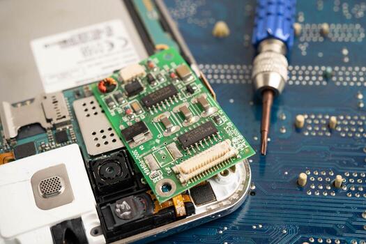 Repairing and upgrade circuit mainboard of notebook, electronic, computer hardware and te photo