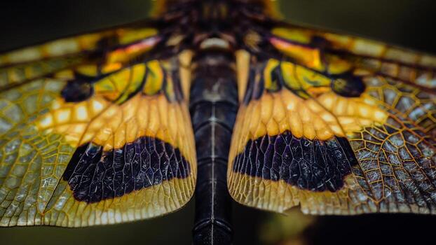 Close up of dragonfly wings with intricate pattern photo
