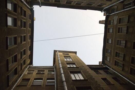 Courtyard architecture with open sky view in historical city photo