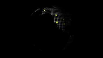 animerad klot roterande med rutnät och ljus poäng highlighting annorlunda platser över hela världen video