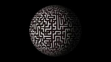 Exploring an intricate maze pattern on a rotating sphere in a dark setting video
