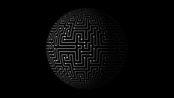 Patterns and shapes in 3d sphere with intricate design and light effects video
