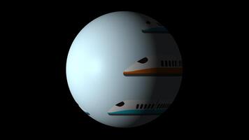 modell av en trogen tåg systemet roterande i Plats med vibrerande färger och slät animationer video