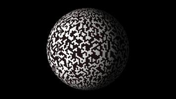 utforska mönster på en sfärisk yta i en fantastisk 3d animering uppsättning i en mörk miljö video