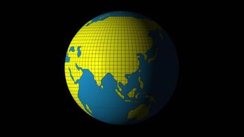 utforska de funktioner av en roterande kloten med ljus färger och rutnät mönster video