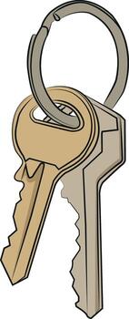 A Simple of two metal keys on a keyring, perfect for security design, real estate, home, lock, and access concept projects vector