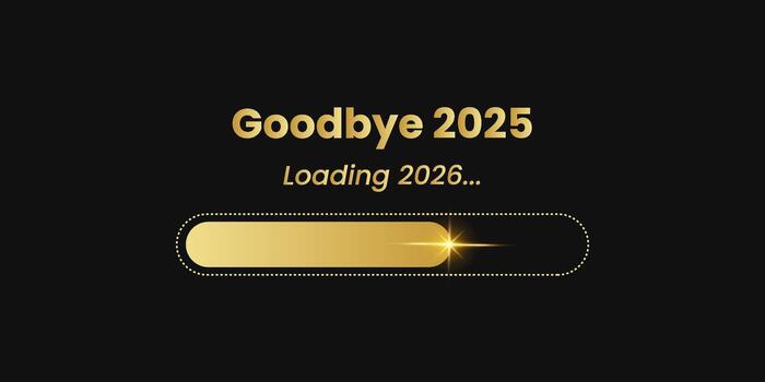 Goodbye 2025, Loading 2026 New Year transition concept with a golden progress bar vector