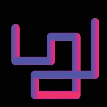 Abstract 3d tube shape with pink and blue gradient on black background vector