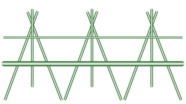 Green Triangular Trellis Structures for Plant Support and Garden Design vector