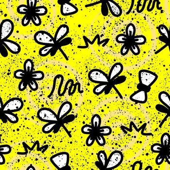 sin costura floral modelo con varios flores y arco corbatas en grunge estilo. textil motivo, labor de retazos, envase papel. vector