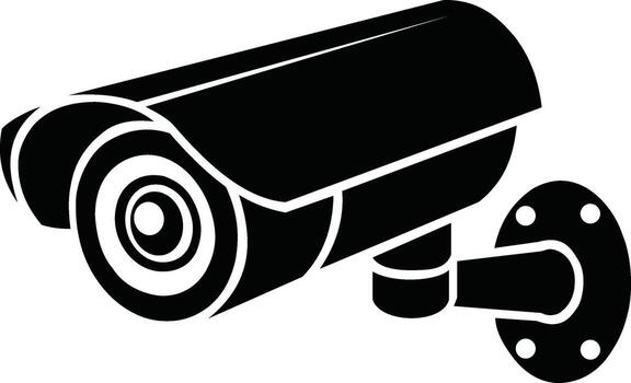 Modern security surveillance camera device for monitoring and protection silhouette icon vector