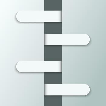 Minimal Step Infographic with Folded White Ribbons on Vertical Gray Bar Background vector