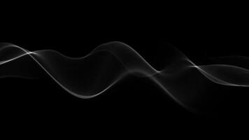 Abstract futuristic black background with glowing white dots in a wave pattern motion seamless loop. Features smooth-flowing waveforms with a minimalistic digital design video