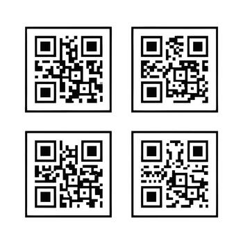 cuatro negro y blanco q r codigos qr código código de barras vector