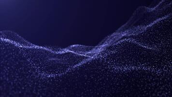 digital partikel Vinka och ljus abstrakt bakgrund, trogen cyber bakgrund med Vinka magi animering av gnistrande lysande partiklar, prickar flimmer och glöd. 3d. sömlös slinga 4k video