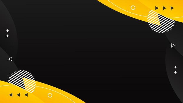 Abstract black and yellow curve background with geometric shapes. Modern wallpaper design. Template banner background for sales, business, ads, events, web, pages, and more vector
