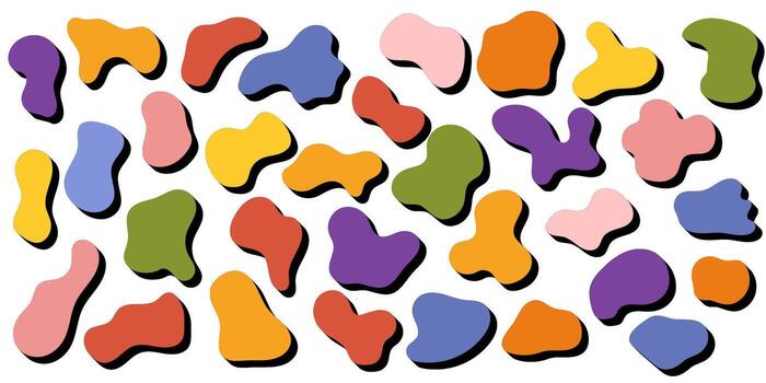 Multicolor blob shapes with block shadow collection vector