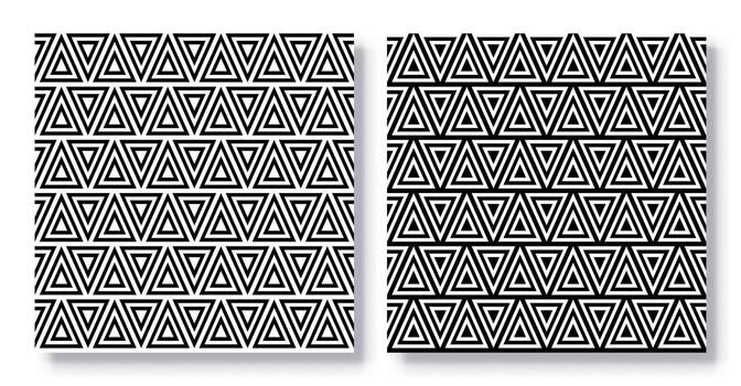 Set of Seamless Triangle Patterns, . vector